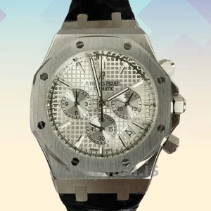 Audemars Piguet Royal Oak 26320ST.OO.1220ST.02 Men's 42mm Leather Strap Silver Dial