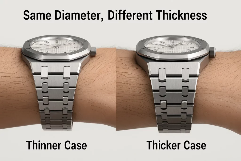 Same diameter but different case thickness comparison